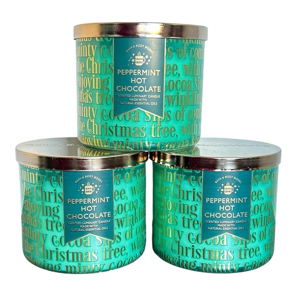 Bath & Body Works PEPPERMINT HOT CHOCOLATE3 WICK CANDLE 14.5 OZ. X3 NEW!!!